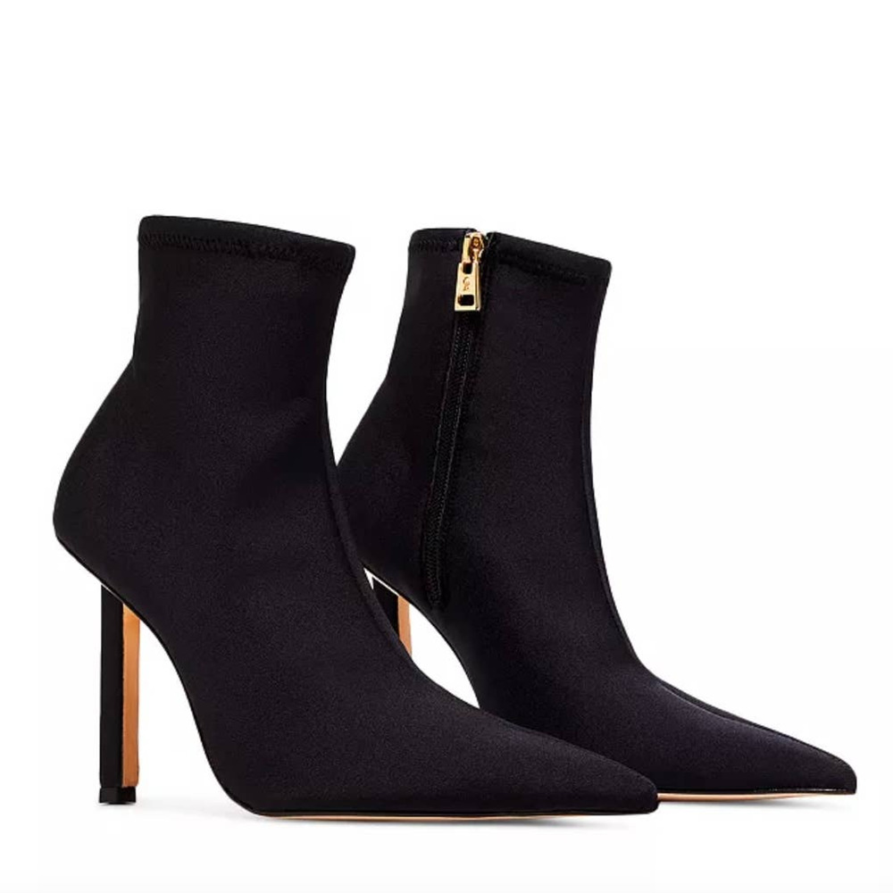 Good American Neoprene Pointed Toe Ankle Booties In Black Size 7.5 New